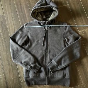 Uniqlo pile lined full zipped hoodie. Brown. Size XXS Unisex